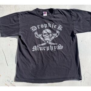Men's Dropkick Murphys T-Shirt Black Spell-Out L‎ Band Punk Boston USA Celtic